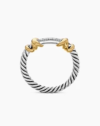 Petite Helena Wrap Band Ring Sterling Silver with 18K Yellow Gold and Diamonds, 4mm