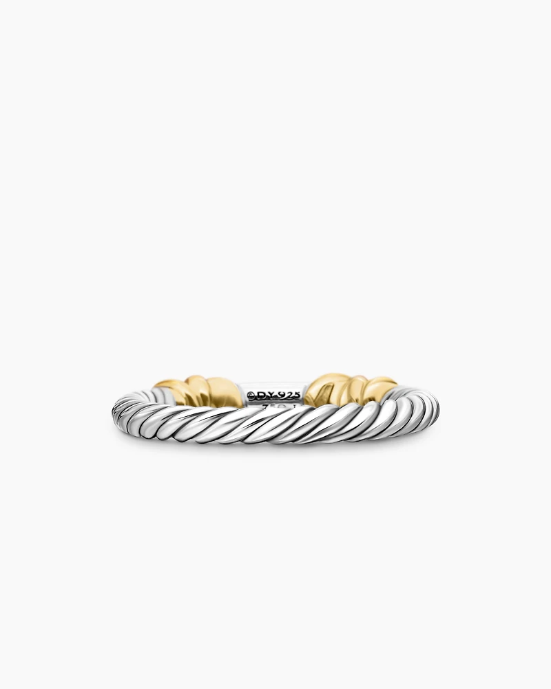 Petite Helena Wrap Band Ring Sterling Silver with 18K Yellow Gold and Diamonds, 4mm