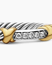 Petite Helena Wrap Band Ring Sterling Silver with 18K Yellow Gold and Diamonds, 4mm