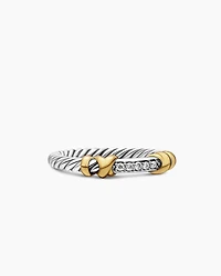 Petite Helena Wrap Band Ring Sterling Silver with 18K Yellow Gold and Diamonds, 4mm
