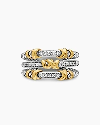 Petite Helena Wrap Three Row Ring Sterling Silver with 18K Yellow Gold and Diamonds, 12mm