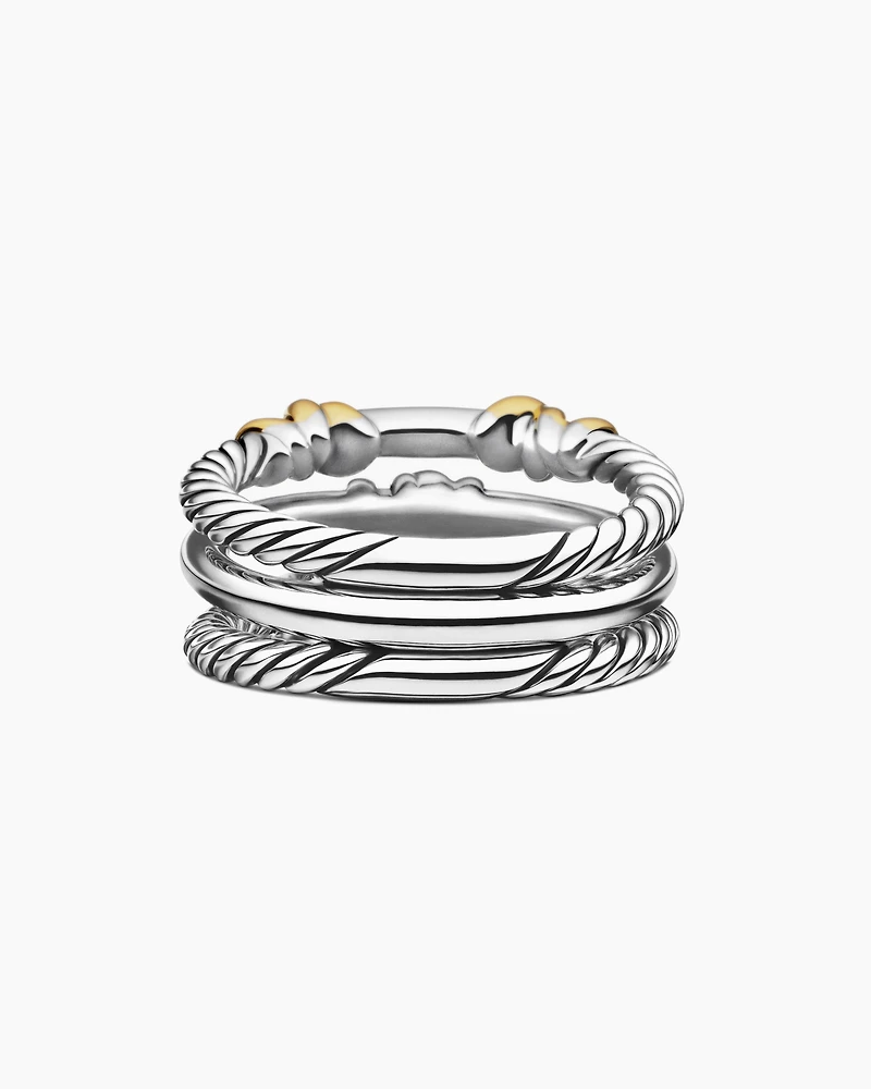 Petite Helena Wrap Three Row Ring Sterling Silver with 18K Yellow Gold and Diamonds, 12mm