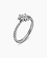 Petite Starburst Ring Sterling Silver with Diamonds, 10mm