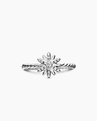 Petite Starburst Ring Sterling Silver with Diamonds, 10mm