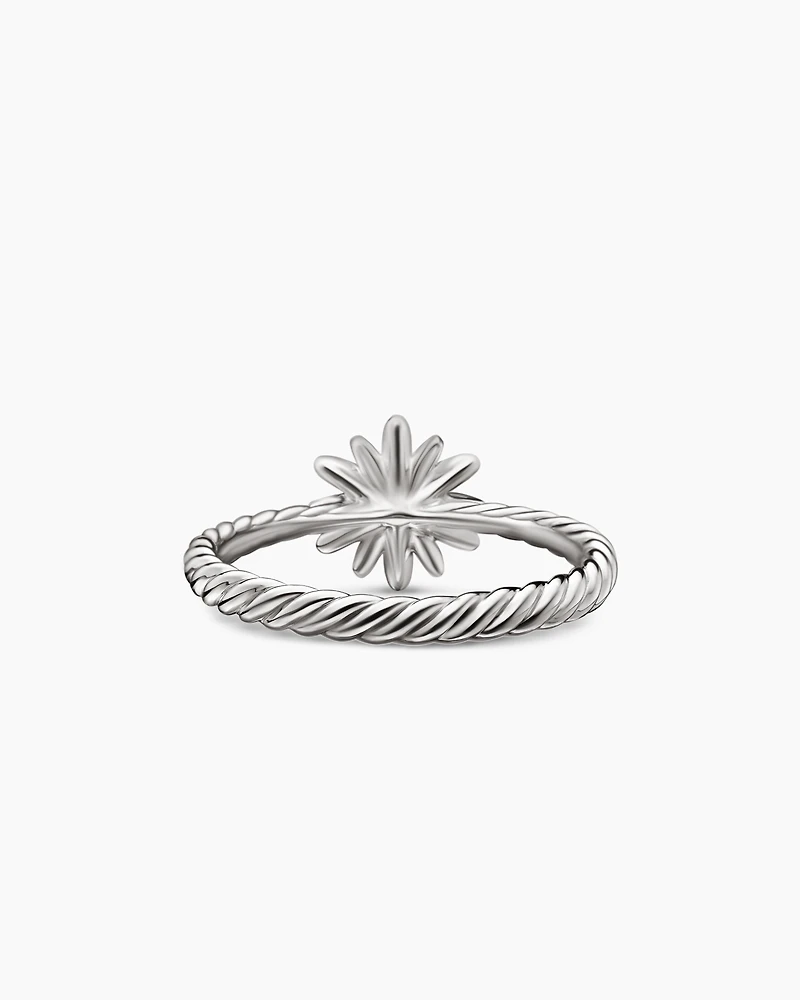 Petite Starburst Ring Sterling Silver with Diamonds, 10mm
