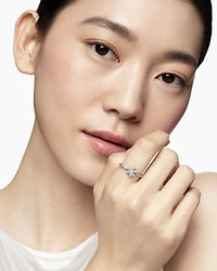 Petite Starburst Ring Sterling Silver with Diamonds, 10mm