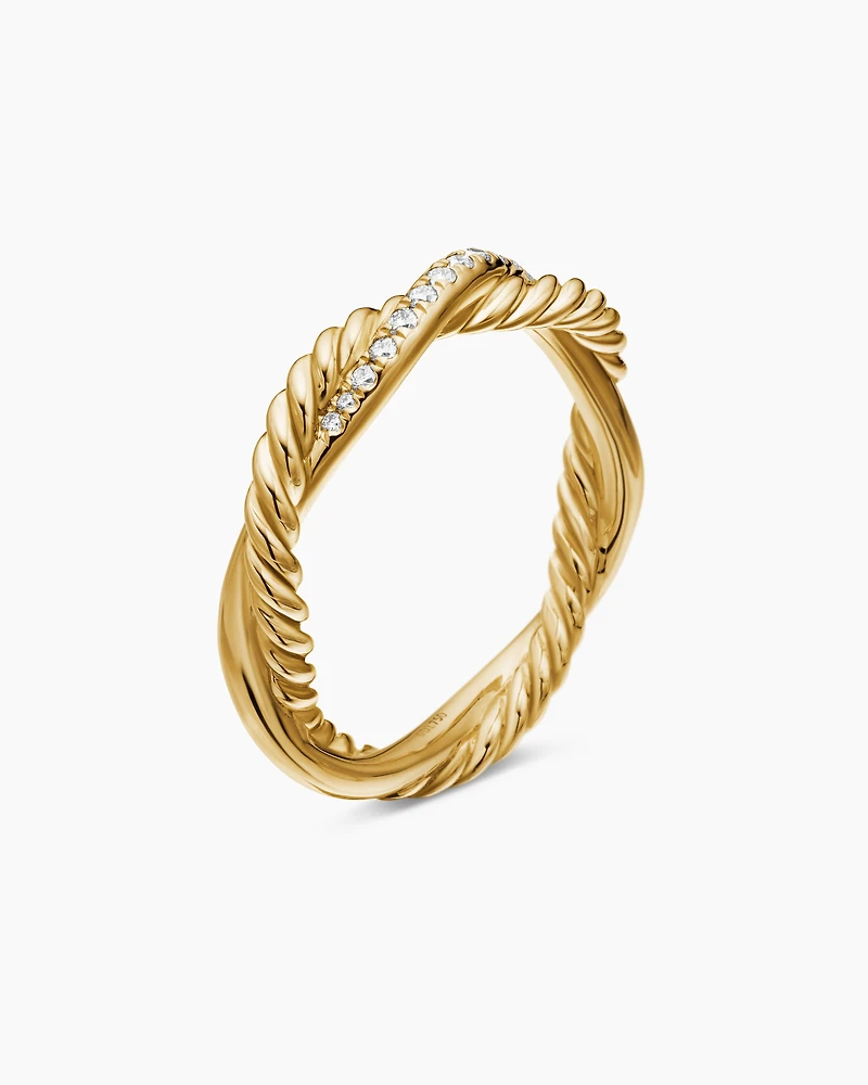 Petite Infinity Band Ring 18K Yellow Gold with Diamonds, 4mm
