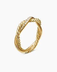 Petite Infinity Band Ring 18K Yellow Gold with Diamonds, 4mm