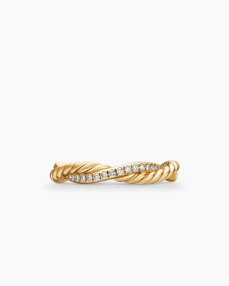 Petite Infinity Band Ring 18K Yellow Gold with Diamonds, 4mm