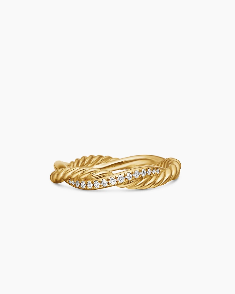 Petite Infinity Band Ring 18K Yellow Gold with Diamonds, 4mm