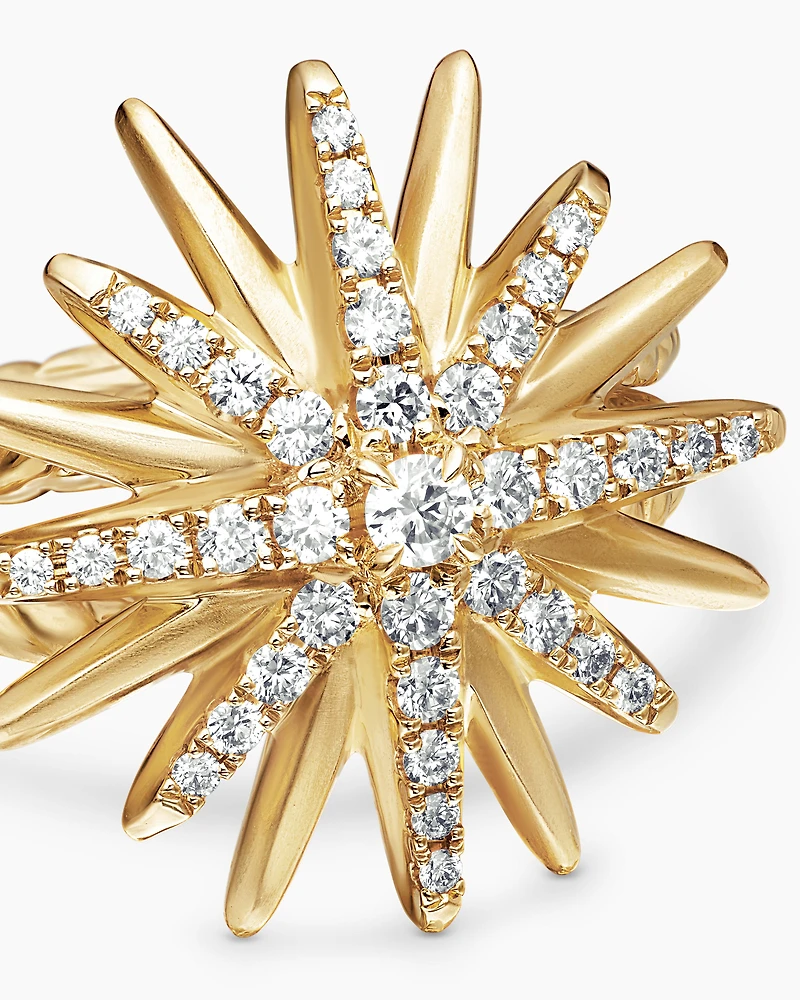 Starburst Ring in 18K Yellow Gold with Diamonds, 19mm