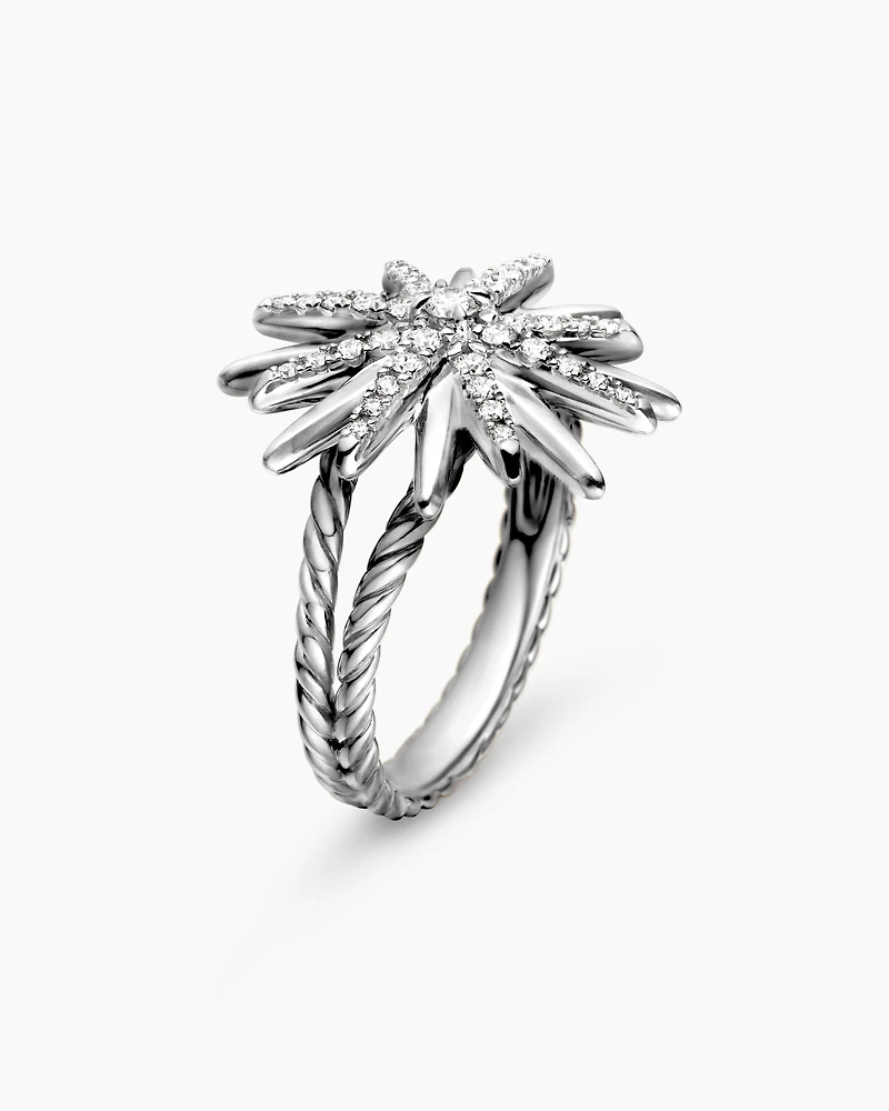 Starburst Ring Sterling Silver with Diamonds