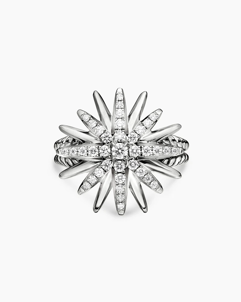 Starburst Ring Sterling Silver with Diamonds