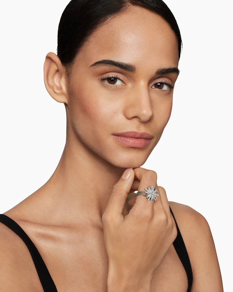 Starburst Ring Sterling Silver with Diamonds