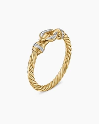 Petite Buckle Ring 18K Yellow Gold with Diamonds, 2mm