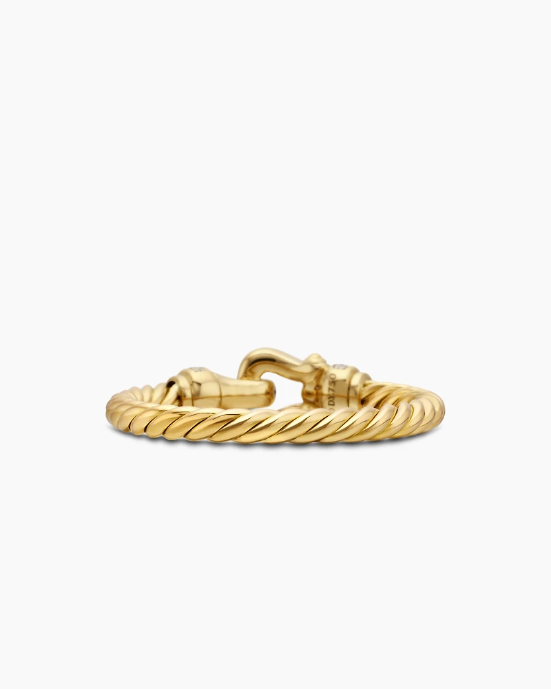 Petite Buckle Ring 18K Yellow Gold with Diamonds, 2mm