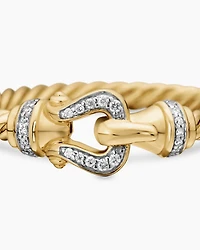 Petite Buckle Ring 18K Yellow Gold with Diamonds, 2mm