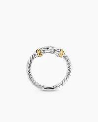 Petite Buckle Ring Sterling Silver with 18K Yellow Gold and Diamonds, 2mm