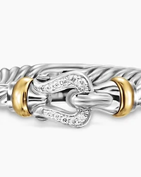 Petite Buckle Ring Sterling Silver with 18K Yellow Gold and Diamonds, 2mm