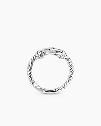 Petite Buckle Ring Sterling Silver with Diamonds, 2mm
