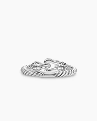Petite Buckle Ring Sterling Silver with Diamonds, 2mm
