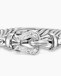 Petite Buckle Ring Sterling Silver with Diamonds, 2mm