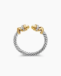 Petite Helena Ring Sterling Silver with 18K Yellow Gold Domes and Diamonds, 2.5mm