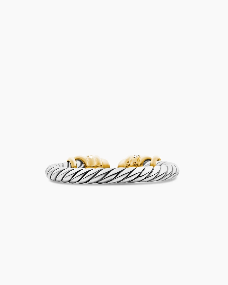 Petite Helena Ring Sterling Silver with 18K Yellow Gold Domes and Diamonds, 2.5mm