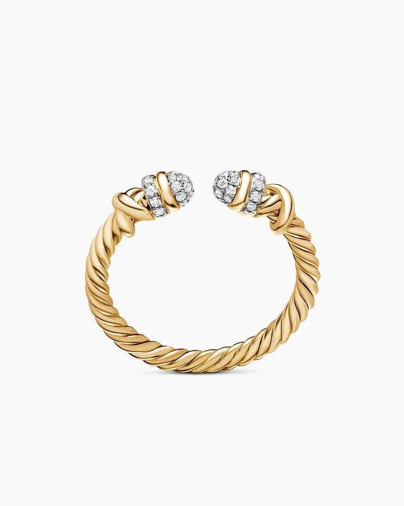 Petite Helena Open Ring 18K Yellow Gold with Diamonds, 2.5mm