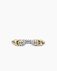 Petite Helena Open Ring Sterling Silver with 18K Yellow Gold and Diamonds, 2.5mm