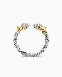 Petite Helena Open Ring Sterling Silver with 18K Yellow Gold and Diamonds, 2.5mm