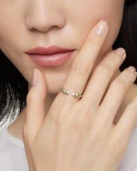 Petite Helena Open Ring Sterling Silver with 18K Yellow Gold and Diamonds, 2.5mm