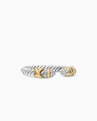 Petite Helena Open Ring Sterling Silver with 18K Yellow Gold and Diamonds, 2.5mm