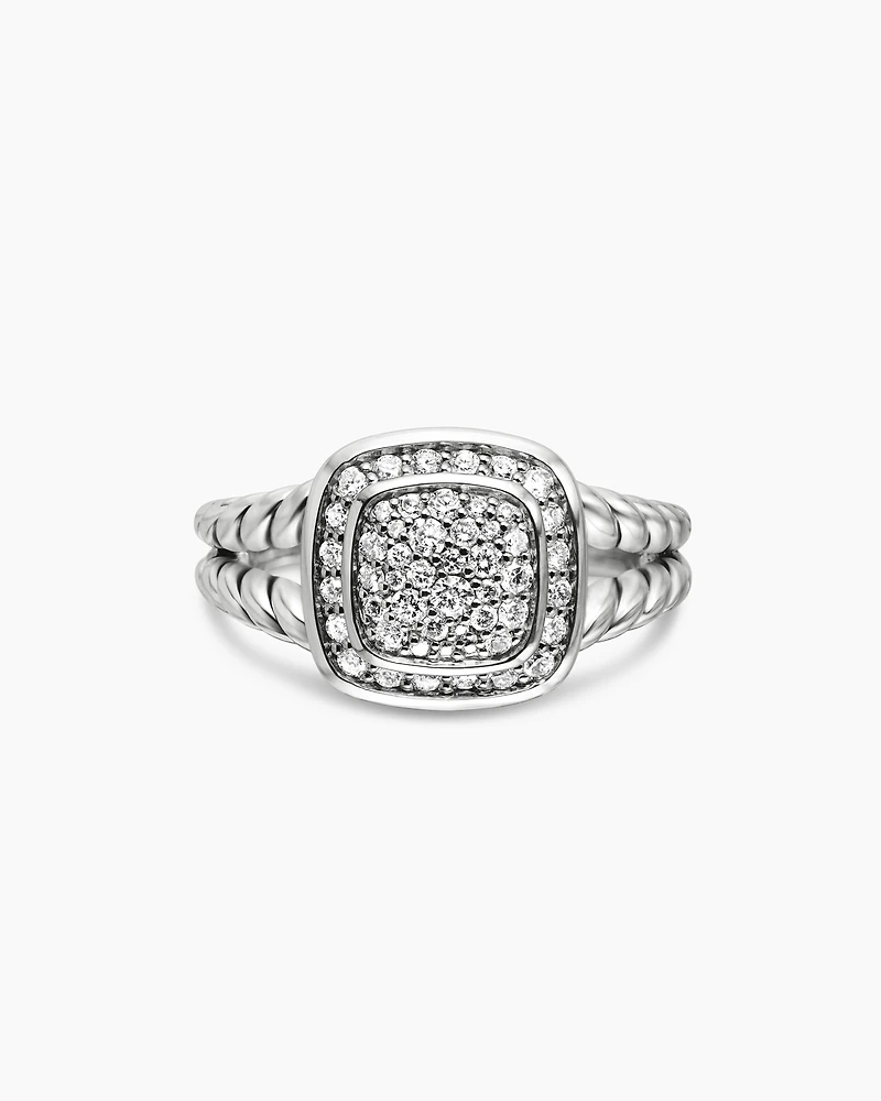 Petite Albion® Ring Sterling Silver with Pavé Diamonds, 7mm