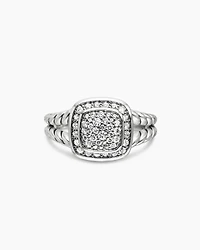 Petite Albion® Ring Sterling Silver with Pavé Diamonds, 7mm