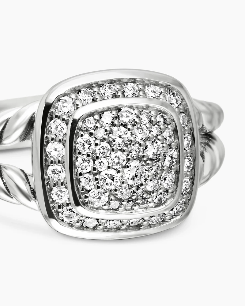 Petite Albion® Ring Sterling Silver with Pavé Diamonds, 7mm