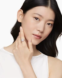 Petite Albion® Ring Sterling Silver with Pavé Diamonds, 7mm