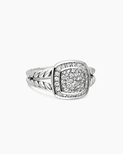 Petite Albion® Ring Sterling Silver with Pavé Diamonds, 7mm
