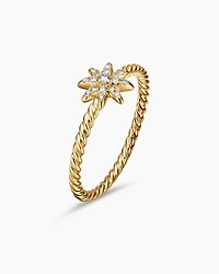 Petite Starburst Station Ring 18K Yellow Gold with Diamonds, 7.5mm