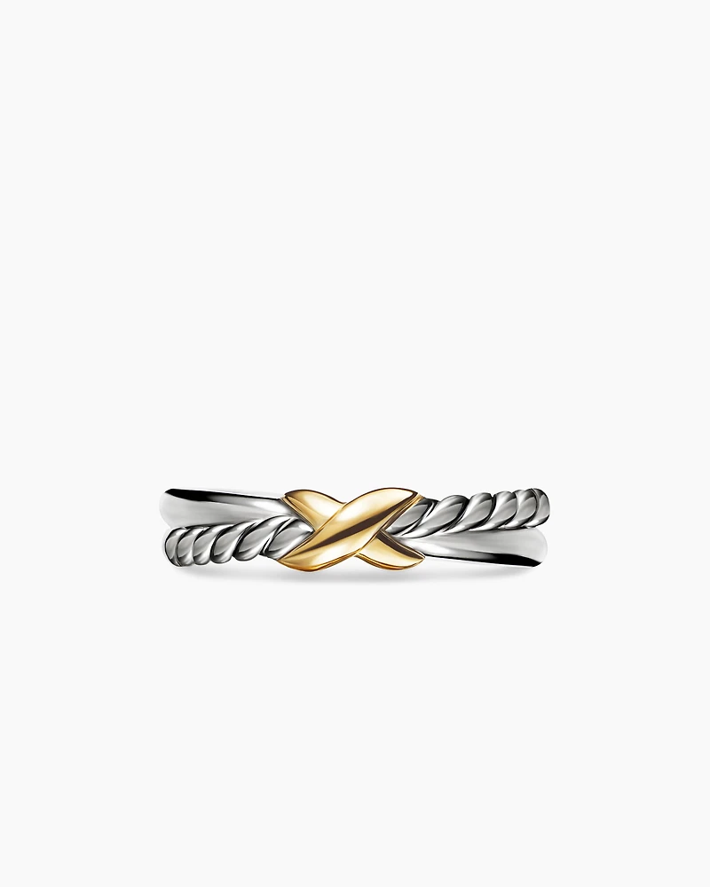 Petite X Ring Sterling Silver with 18K Yellow Gold, 4mm