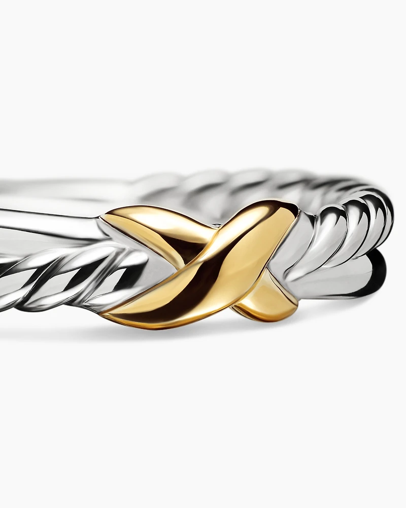 Petite X Ring Sterling Silver with 18K Yellow Gold, 4mm