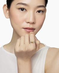 Petite X Ring Sterling Silver with 18K Yellow Gold, 4mm