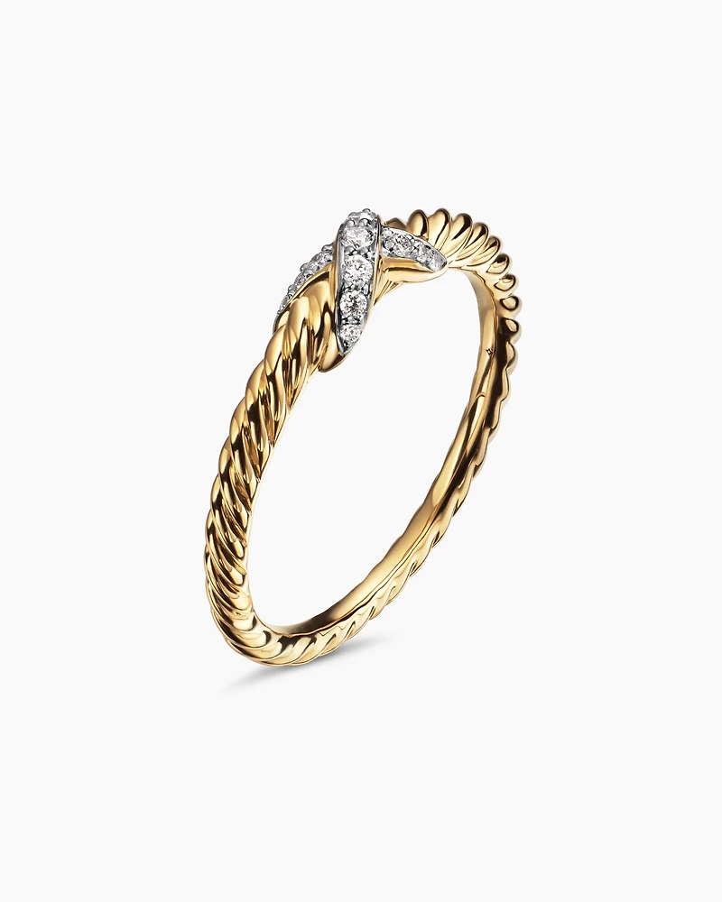Petite X Ring 18K Yellow Gold with Diamonds, 2.2mm