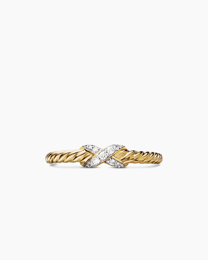 Petite X Ring 18K Yellow Gold with Diamonds, 2.2mm