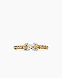 Petite X Ring 18K Yellow Gold with Diamonds, 2.2mm
