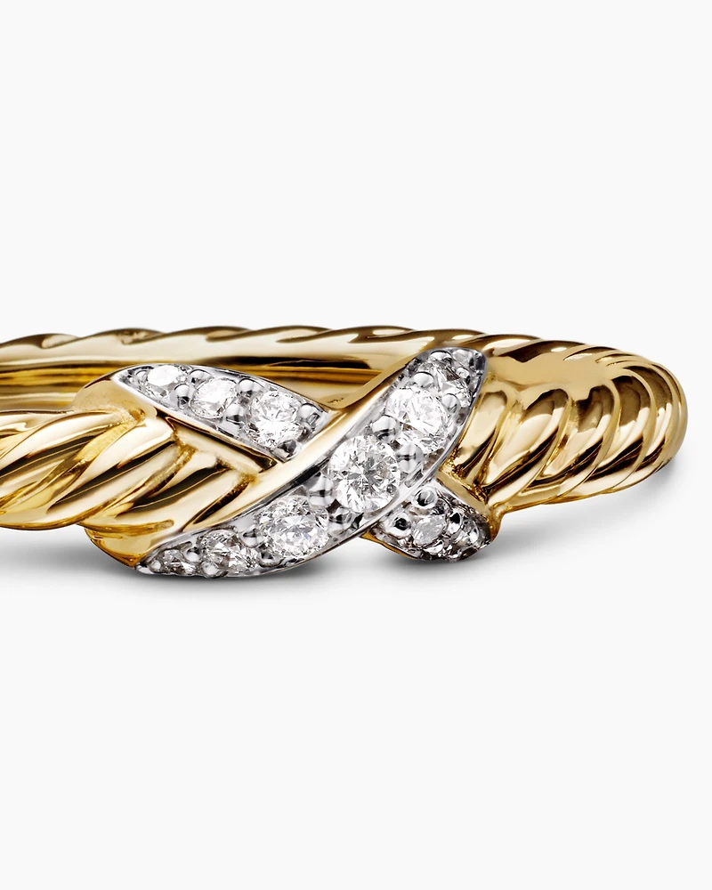 Petite X Ring 18K Yellow Gold with Diamonds, 2.2mm