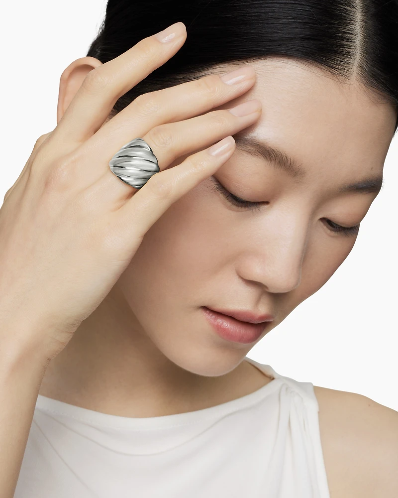 Sculpted Cable Ring in Sterling Silver, 21mm