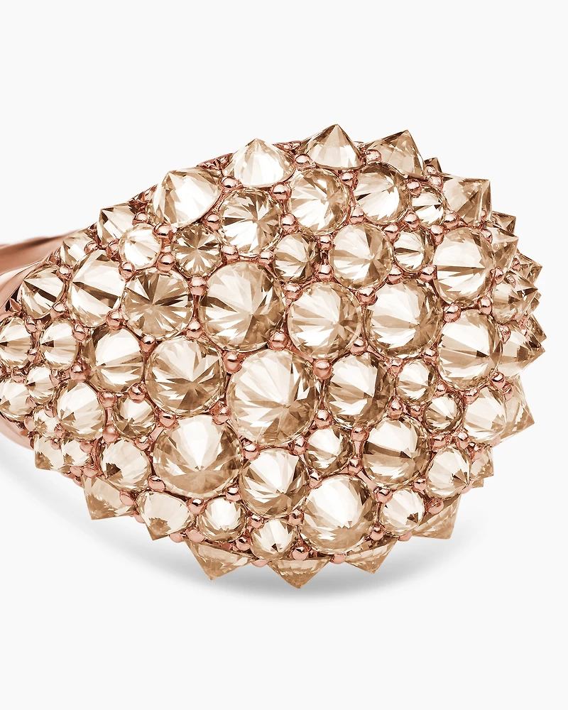 Reverse Set Pavé Pinky Ring in 18K Rose Gold with Cognac Diamonds, 14mm
