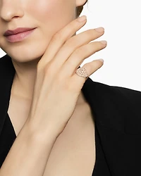 Reverse Set Pavé Pinky Ring in 18K Rose Gold with Cognac Diamonds, 14mm
