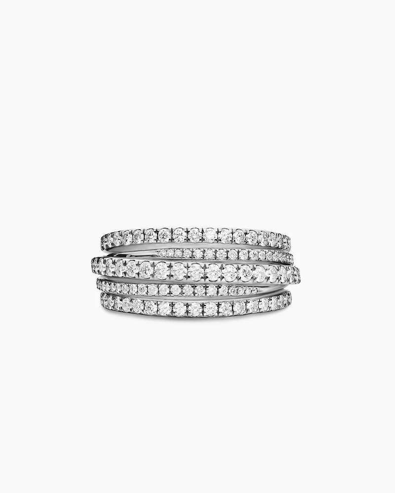 Pavé Crossover Ring 18K White Gold with Diamonds, 11mm